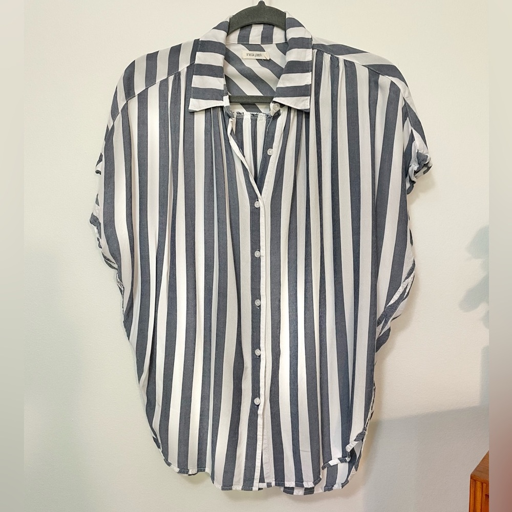 Sneak Peek Oversized Striped Button Down Top - Picture 4 of 8